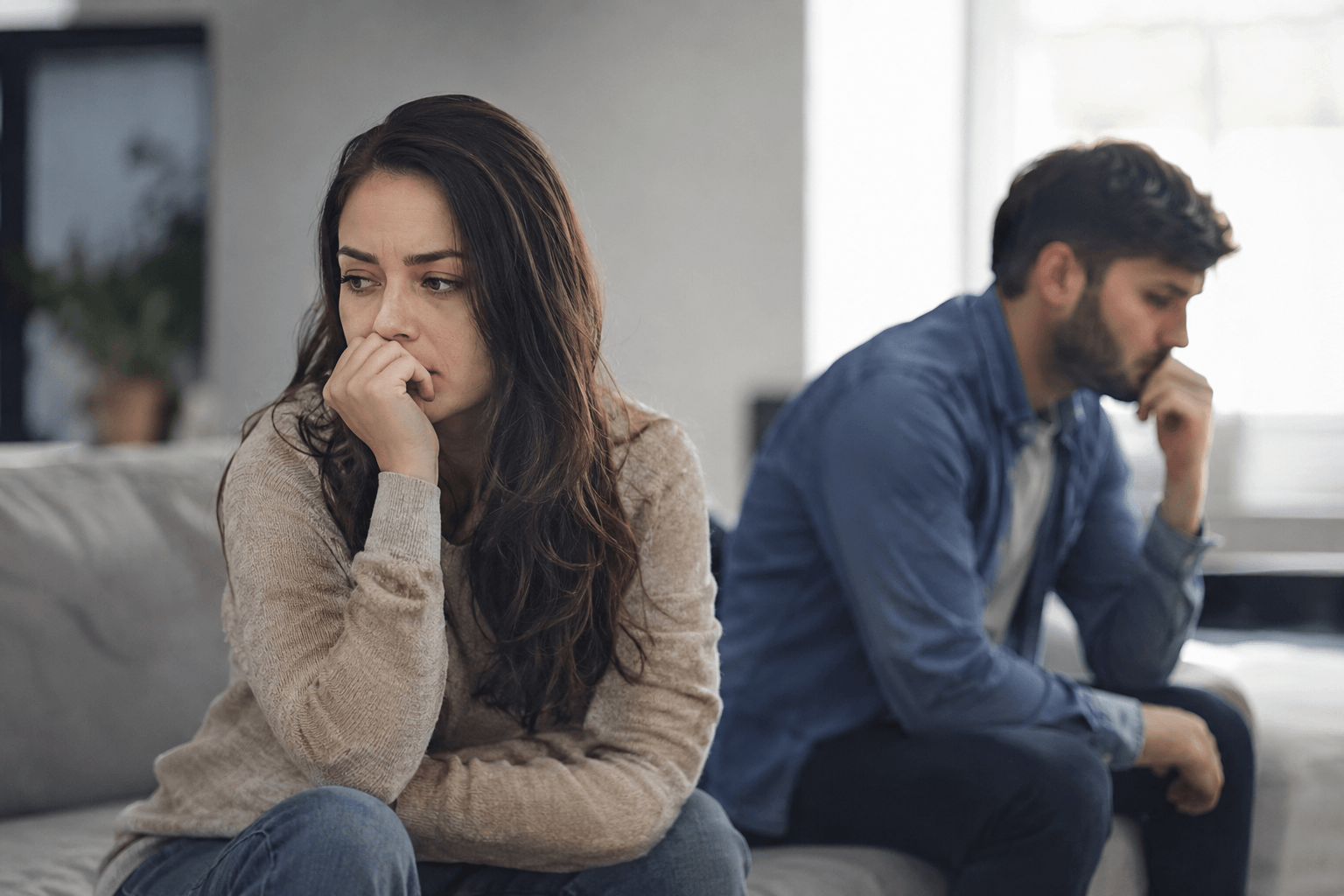 couple experiencing relationship problems caused by addiction